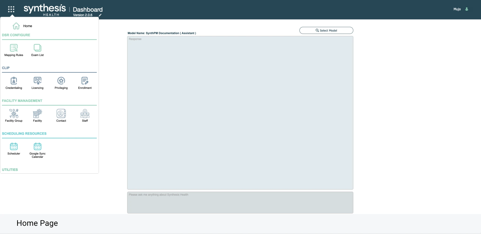 Screenshot of the Synthesis Health application